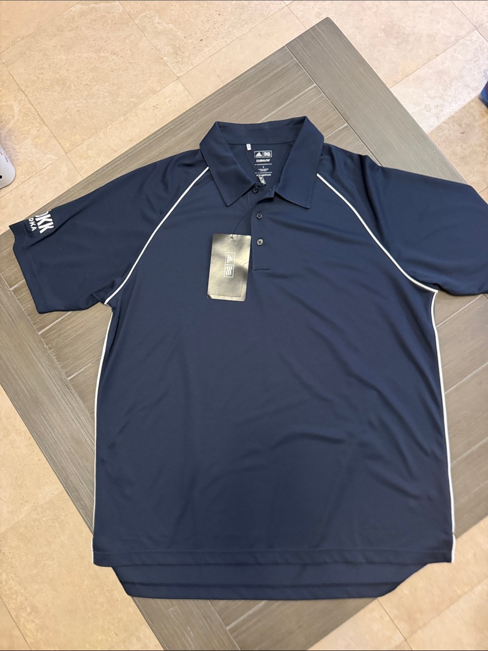 adidas Navy Polo with White Piping - Short Sleeve Performance